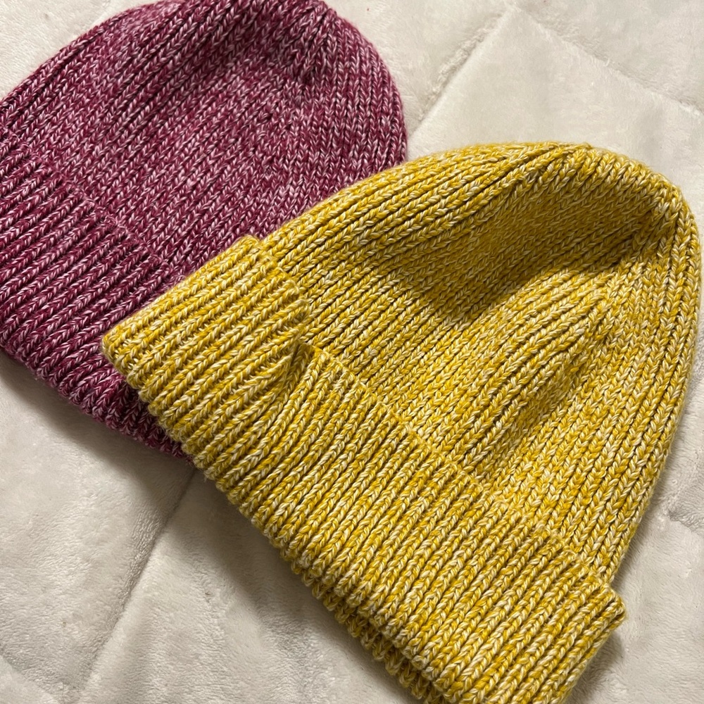 Old Navy Yellow and Pink Knit Beanies